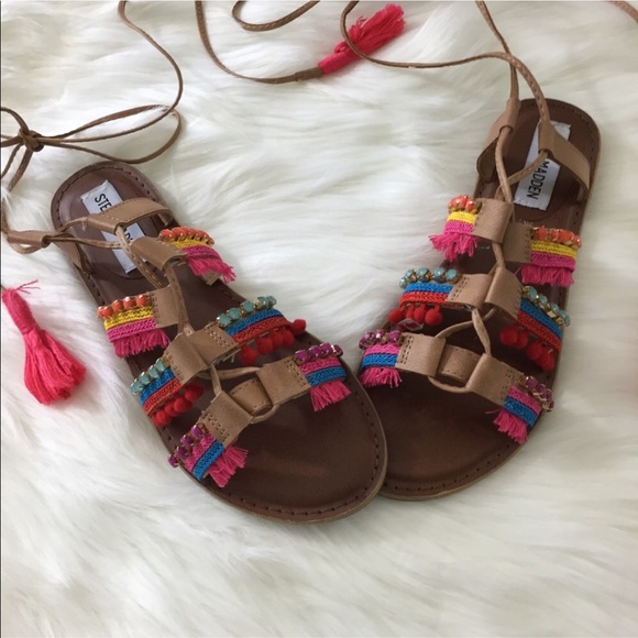 Steve Madden Multicolor Gladiator Tassel Sandals - Picture 2 of 8